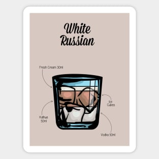 White Russian Cocktail Recipe Magnet